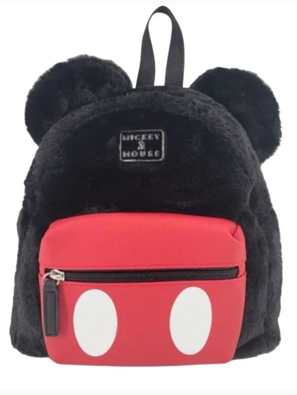 Disney Mickey Mouse Faux Fur Backpack With Front Zip Pouch.